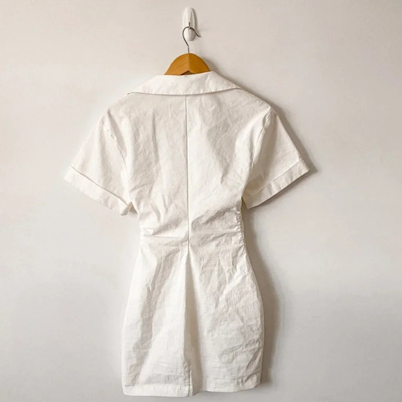 Zara Stretch Linen Blend Shirt Mini Dress Ecru White Blogger Fav Size Small - Picture 8 of 11